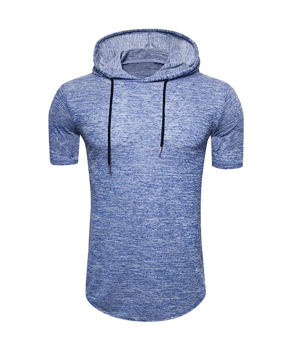 Thermal Underwear Mens Running Athletic Hoodie- Muscle Sweatshirt Summer Short Sleeve Longline Pullover Breathable Tee Tops -...