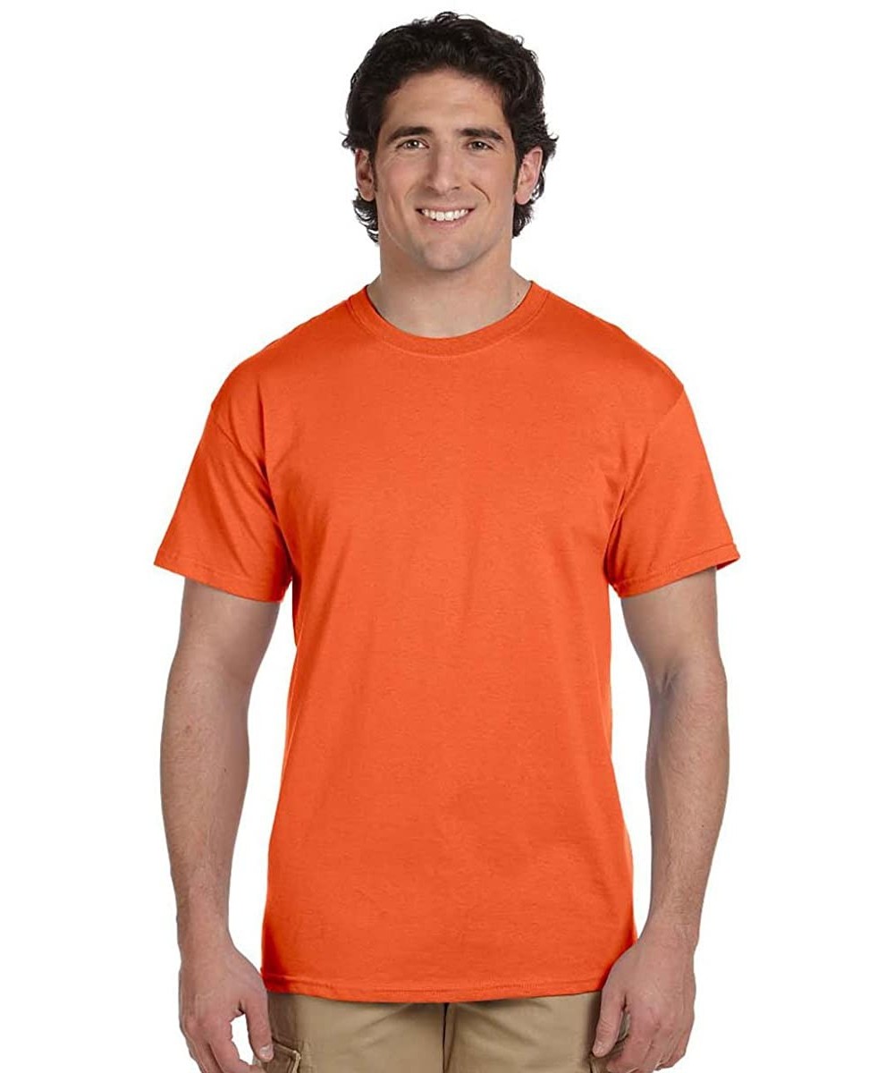 Undershirts Men's Cotton Crew-Neck Tagless Undershirts Tanks T-Shirts - Burnt Orange - CS11ZHC3GQ3