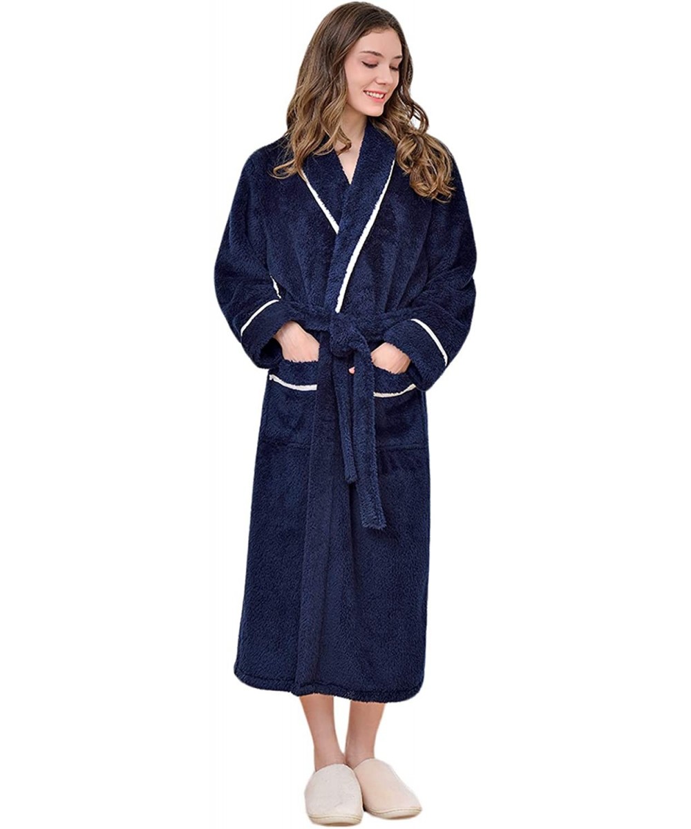 Robes 2019 New Unisex Terry Cloth Bathrobe Lightweight Premium Cotton Robes for Hotel Spa Lounging - Navy Blue - CV18AKORYAI