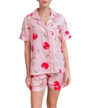 Sets Women's Pajama Sets Pants with Short Tops Cotton Sleepwear Ladies Sleep Sets - Pink - C018T20UDN5