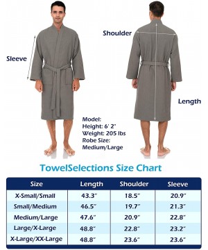 Robes Men's Robe- Kimono Waffle Spa Bathrobe - Niagara Blue - CU183RDSAXE