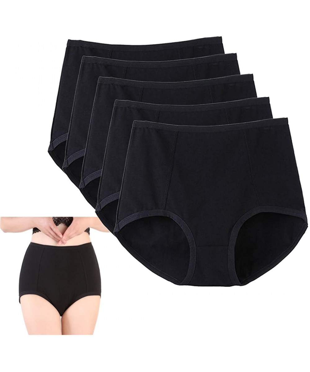 Panties High Waist Women Panties Cotton Pack for Plus Size Stretch Women Panties Briefs in Multi-Packs - Black - CZ188LX7X2X