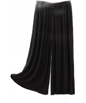 Bottoms Womens Modal Cotton Plus Size Baggy Long Pants Palazzo Lounge Pant - Black - C219CYO2A9K