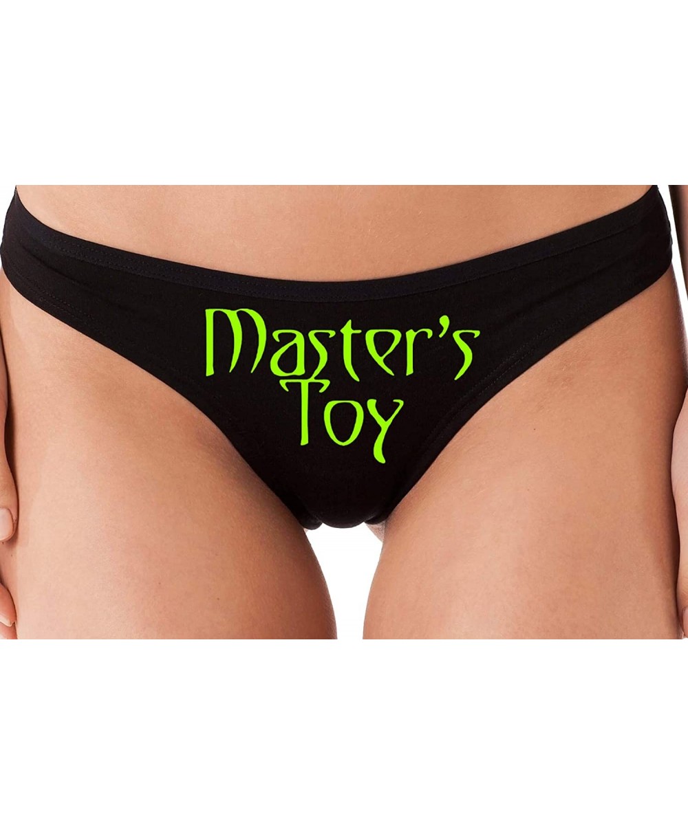 Panties Masters Toy for BDSM Sub Slut DDLG Sexy Black Thong Panties - Lime Green - CF18NUUCG2C