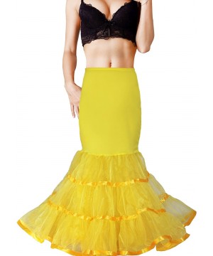 Slips Women Mermaid Petticoat Fishtail Underskirt Trumpet Crinoline for Mermaid Wedding Dress - Yellow - CK18C7SQ5M3