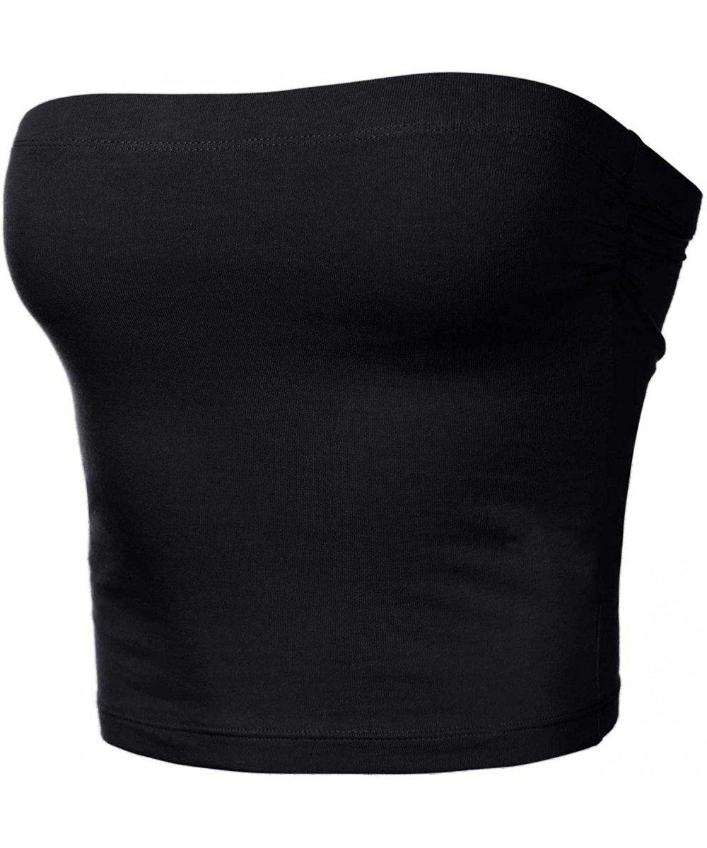 Shapewear Women's Tube Crop Tops Strapless Cute Sexy Cotton Tops - 014-black-1 - CJ18NWN9HZH