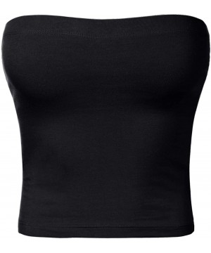 Shapewear Women's Tube Crop Tops Strapless Cute Sexy Cotton Tops - 014-black-1 - CJ18NWN9HZH