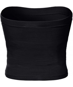 Shapewear Women's Tube Crop Tops Strapless Cute Sexy Cotton Tops - 014-black-1 - CJ18NWN9HZH