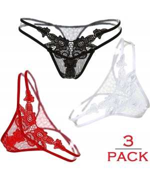 Panties Women's 3 Pack Sexy Lace Thong Panty - One Size Fits All (fits S/M/L) - CD11QZNCBEB