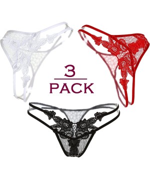 Panties Women's 3 Pack Sexy Lace Thong Panty - One Size Fits All (fits S/M/L) - CD11QZNCBEB