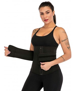 Shapewear 11" Latex Waist Cincher Waist Trainer Trimmer Long Torso 4 Hook Rows and Zipper - Black - CT193DX6C76