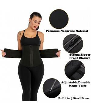 Shapewear 11" Latex Waist Cincher Waist Trainer Trimmer Long Torso 4 Hook Rows and Zipper - Black - CT193DX6C76