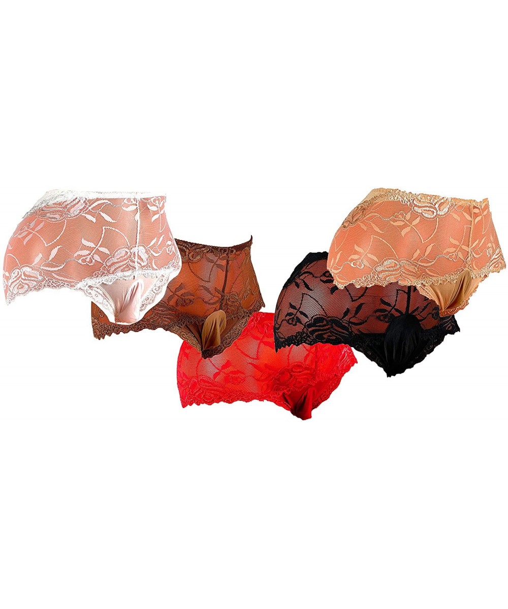 Briefs Mens Sissy Pouch Panties with Ice Silk Pouch / Mens Panties - Coffee- 2 Pairs - C518ALC3NZX