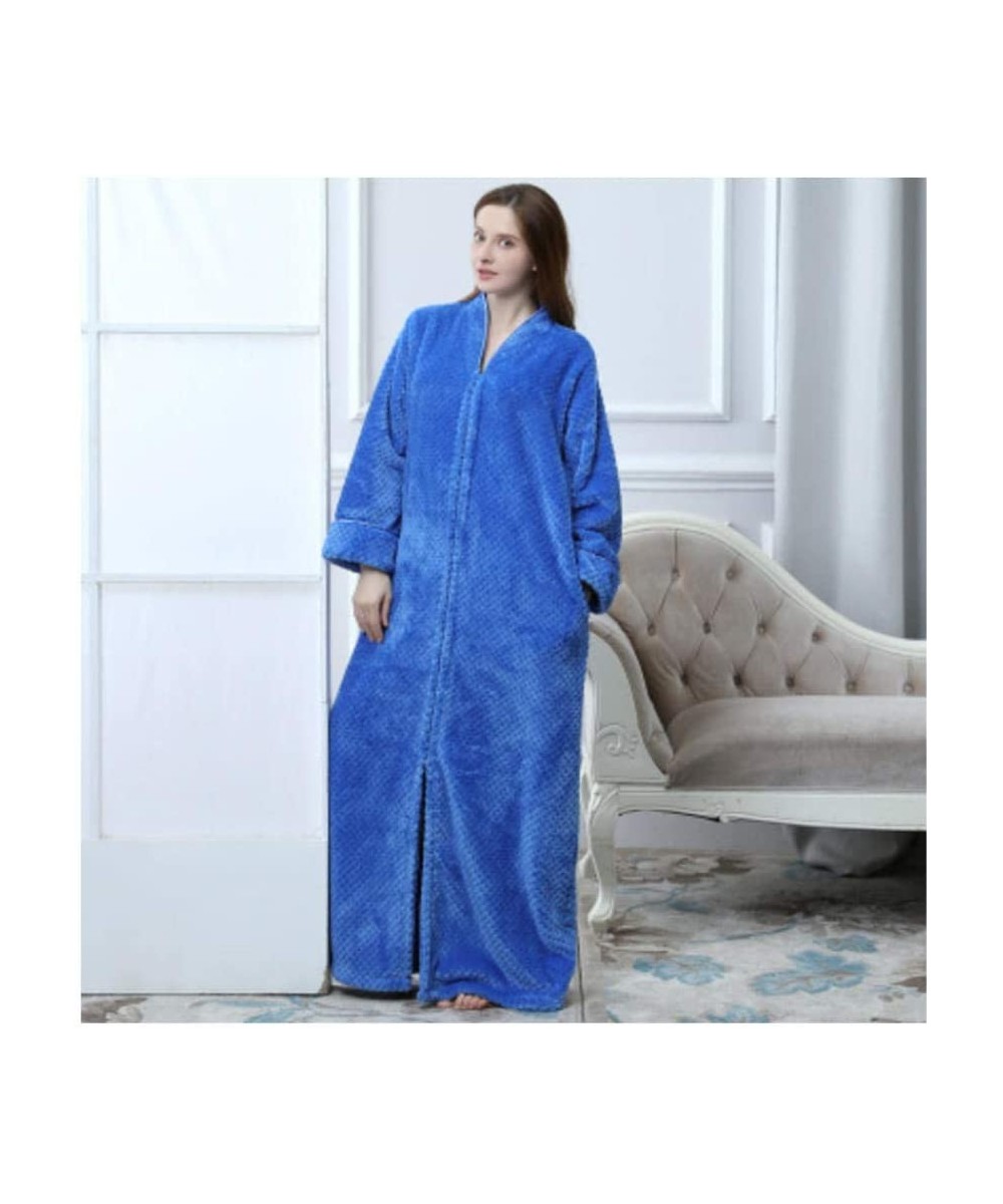 Robes Blanket Thick Warm Pajamas Male Winter Coral Velvet Zipper Zipper Pajamas Pregnant Women Robe Flannel Nightdress-Woman ...