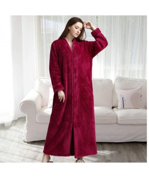 Robes Blanket Thick Warm Pajamas Male Winter Coral Velvet Zipper Zipper Pajamas Pregnant Women Robe Flannel Nightdress-Woman ...