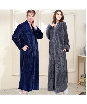 Robes Blanket Thick Warm Pajamas Male Winter Coral Velvet Zipper Zipper Pajamas Pregnant Women Robe Flannel Nightdress-Woman ...