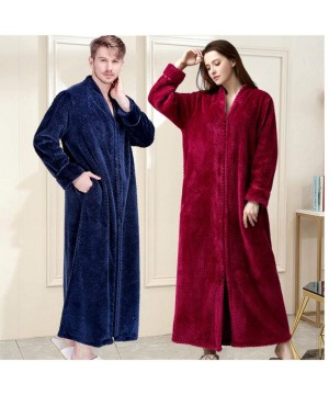 Robes Blanket Thick Warm Pajamas Male Winter Coral Velvet Zipper Zipper Pajamas Pregnant Women Robe Flannel Nightdress-Woman ...