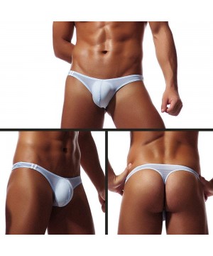 G-Strings & Thongs Men's Low Rise Stretch Thong Underwear Briefs Sexy T-Back G-String 1PC - Light Blue - CB1942LLN29