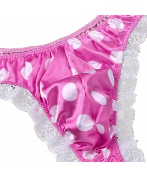 Briefs Men's Sissy Pouch Panties Stain Frilly Ruffled Lace Polka Dots Bikini Briefs Underwear - Rose - CD19DHYDE47