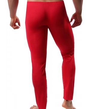 Thermal Underwear Mens Ice Silk Long Johns Leggings Tight Slim Pants Underwear Base Layer Bottom - Red - CE18LT3EMES