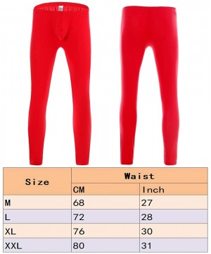 Thermal Underwear Mens Ice Silk Long Johns Leggings Tight Slim Pants Underwear Base Layer Bottom - Red - CE18LT3EMES