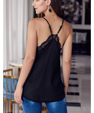 Camisoles & Tanks Women Sexy Fashion Cami Tank Tops Dressy Satin Camisoles - Cblack Delicate Balance Lace - CB18ZYUK4YC