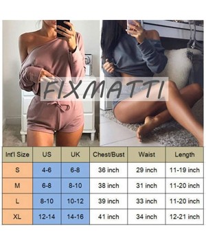 Sets Women 2 Piece One Off Shoulder Outfit Long Sleeve Shorts Sweatsuits Set - Red - C3198XT2IIH