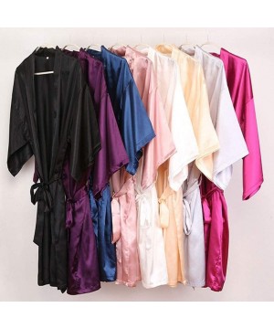 Robes Comfortable Satin Robes Hot Pink Champagne Silver Kimono Bathrobe Women's Simplicity Pajamas Wedding Party Robes Bride ...