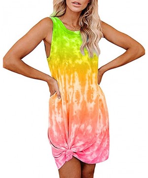 Nightgowns & Sleepshirts Fashion Womens Tie-Dye Sleeveless Loungewear Swing Loose Comfy Casual Tank Dress - A-green - CV19CSW...