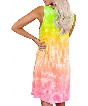 Nightgowns & Sleepshirts Fashion Womens Tie-Dye Sleeveless Loungewear Swing Loose Comfy Casual Tank Dress - A-green - CV19CSW...