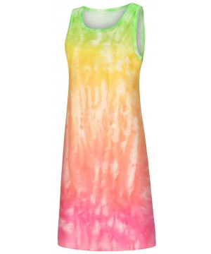 Nightgowns & Sleepshirts Fashion Womens Tie-Dye Sleeveless Loungewear Swing Loose Comfy Casual Tank Dress - A-green - CV19CSW...