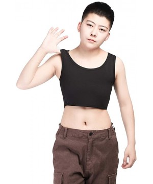 Bustiers & Corsets Elastic Band Pullover Half Length Chest Binder for Trans Lesbian Tomboy - Black - C2192OMDEOC