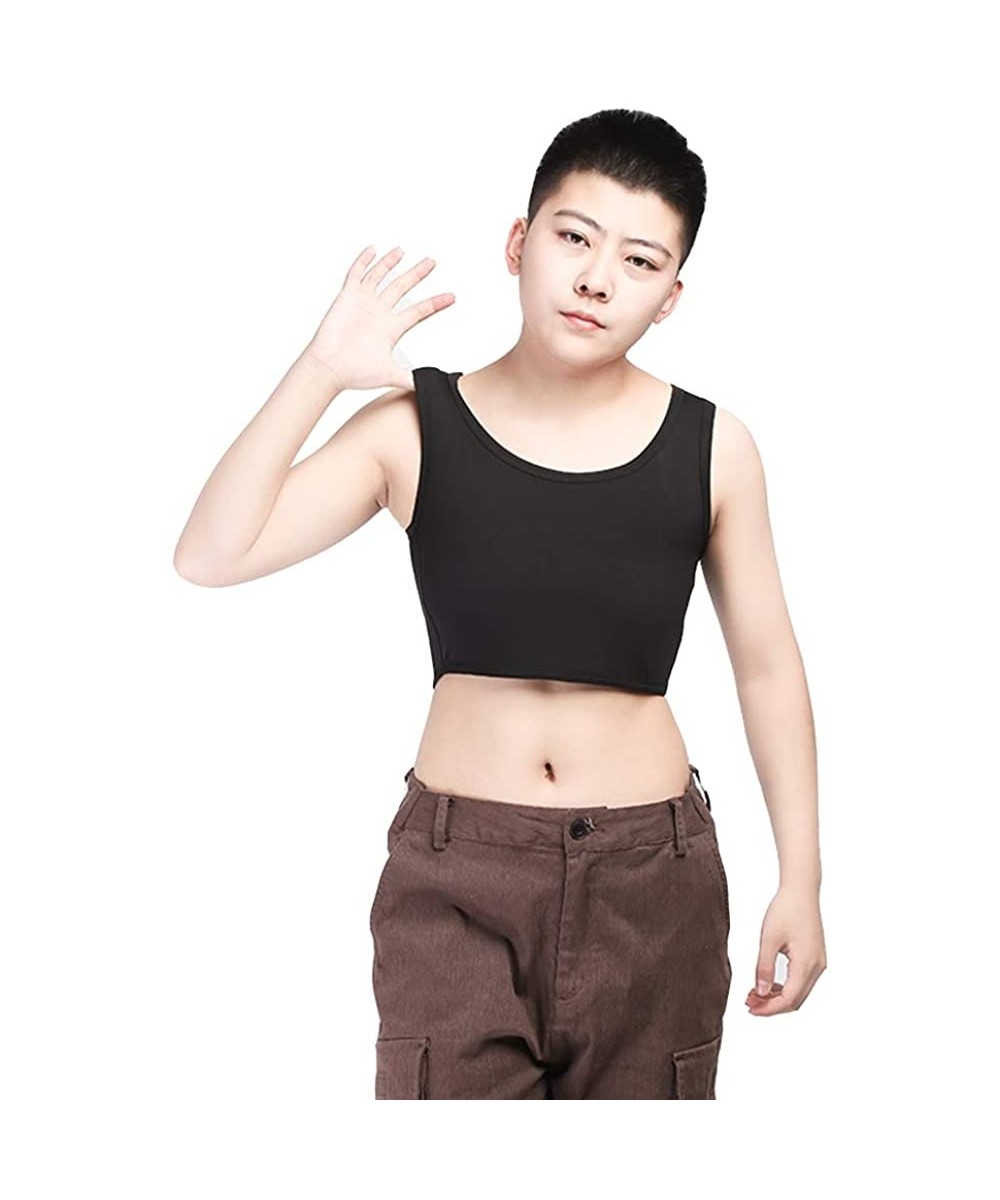 Bustiers & Corsets Elastic Band Pullover Half Length Chest Binder for Trans Lesbian Tomboy - Black - C2192OMDEOC