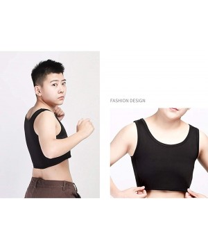 Bustiers & Corsets Elastic Band Pullover Half Length Chest Binder for Trans Lesbian Tomboy - Black - C2192OMDEOC