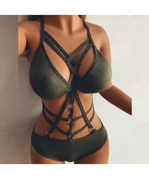 Robes Lingerie-Women Bandage Rainbow Lace Bralette Bustier Crop Top Sheer Unpadded Bra - Green - C2196H43ORQ