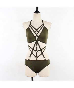 Robes Lingerie-Women Bandage Rainbow Lace Bralette Bustier Crop Top Sheer Unpadded Bra - Green - C2196H43ORQ