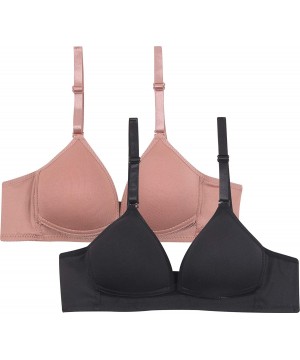 Bras Big Girl Little Women Slim Comfort Fit Soft Cup Wirefree Bra - Black&pink - C518RZZSIAE