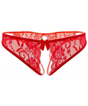 Panties Womens Sexy G-String Meryl Thongs Panty Underwear Low Rise T-Back Underpant - 5 Red - CL18UE3WK0M