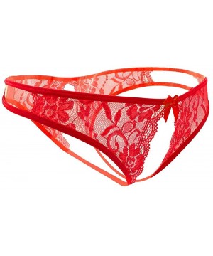 Panties Womens Sexy G-String Meryl Thongs Panty Underwear Low Rise T-Back Underpant - 5 Red - CL18UE3WK0M