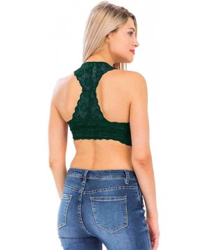 Bras Women's Premium Stretch Hourglass Back Mesh Lining Bralette Lace Bra - Huntergreen - CN18X9C7T6R