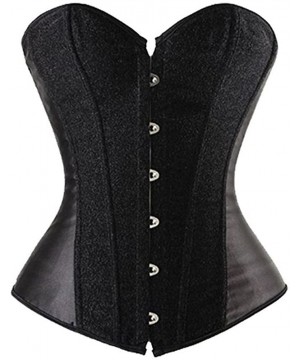 Bustiers & Corsets Black Satin Sexy Strong Boned Corset Lace Up Overbust Waist Cincher Bustier Bodyshaper Top - Also White & ...