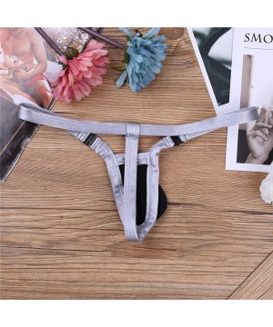 G-Strings & Thongs Thongs Underwear Men Jocks G Strings Free Buckle Low Rise Stretchy Bikini Bulge Pouch Sissy - Silver - CQ1...