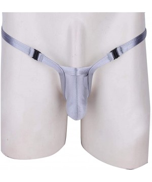 G-Strings & Thongs Thongs Underwear Men Jocks G Strings Free Buckle Low Rise Stretchy Bikini Bulge Pouch Sissy - Silver - CQ1...