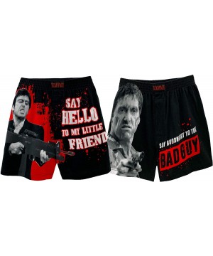 Sleep Sets Scarface Tony Montana Men's Pajama Pants Loungewear - Boxer Shorts and Pants 2 Pieces Sets - Red/White - CN199IDG9WO