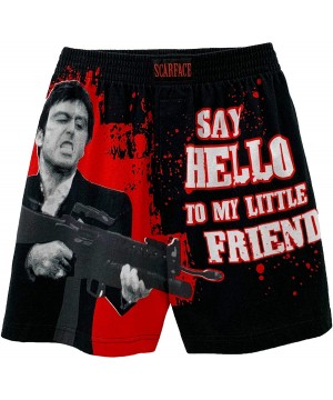 Sleep Sets Scarface Tony Montana Men's Pajama Pants Loungewear - Boxer Shorts and Pants 2 Pieces Sets - Red/White - CN199IDG9WO