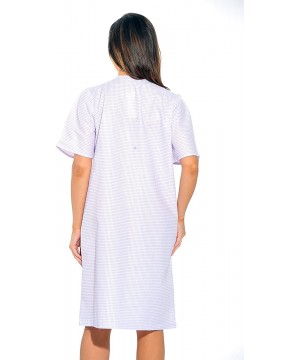 Nightgowns & Sleepshirts Short Sleeve Duster Housecoat Women Sleepwear - Purple - CK12N4Y9CZN