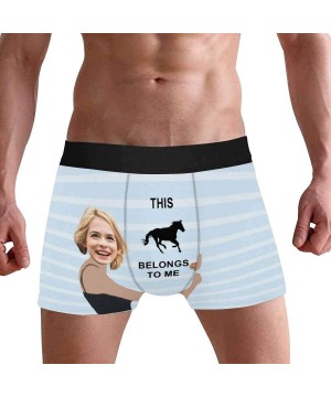 Boxer Briefs Men's Funny Face Boxer Shorts Novelty Personalized Underwear for Men Women Hug and This Horse Belongs to me Blac...