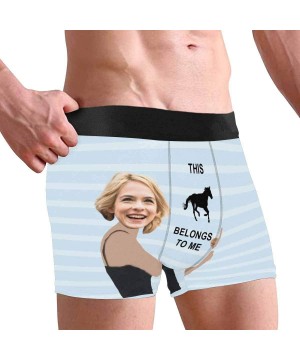 Boxer Briefs Men's Funny Face Boxer Shorts Novelty Personalized Underwear for Men Women Hug and This Horse Belongs to me Blac...