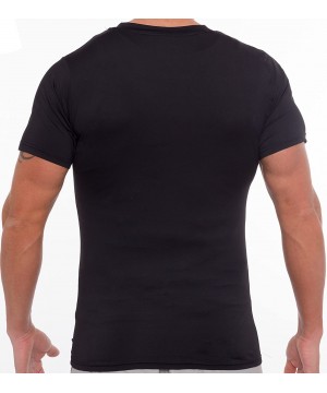 Shapewear 2 Pack Mens Slimming Light Compression V-Neck Body Shaper T-Shirt - Black - CL18EXKIQ7R