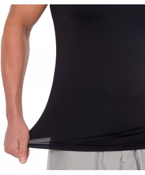 Shapewear 2 Pack Mens Slimming Light Compression V-Neck Body Shaper T-Shirt - Black - CL18EXKIQ7R